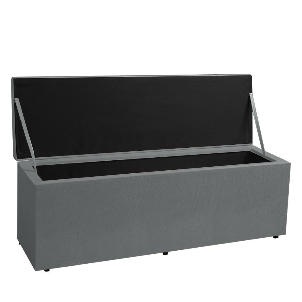 Calçadeira Baú Casal King 1,95m Roma Suede Cinza Dal Poz Estofados