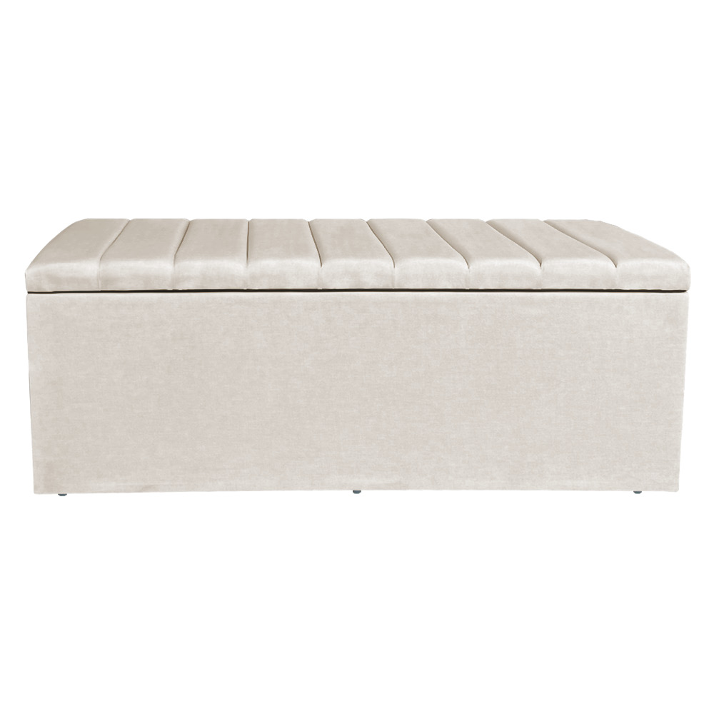 Calçadeira Baú Casal Queen 1,60m Londres Suede Bege Dal Poz Estofados