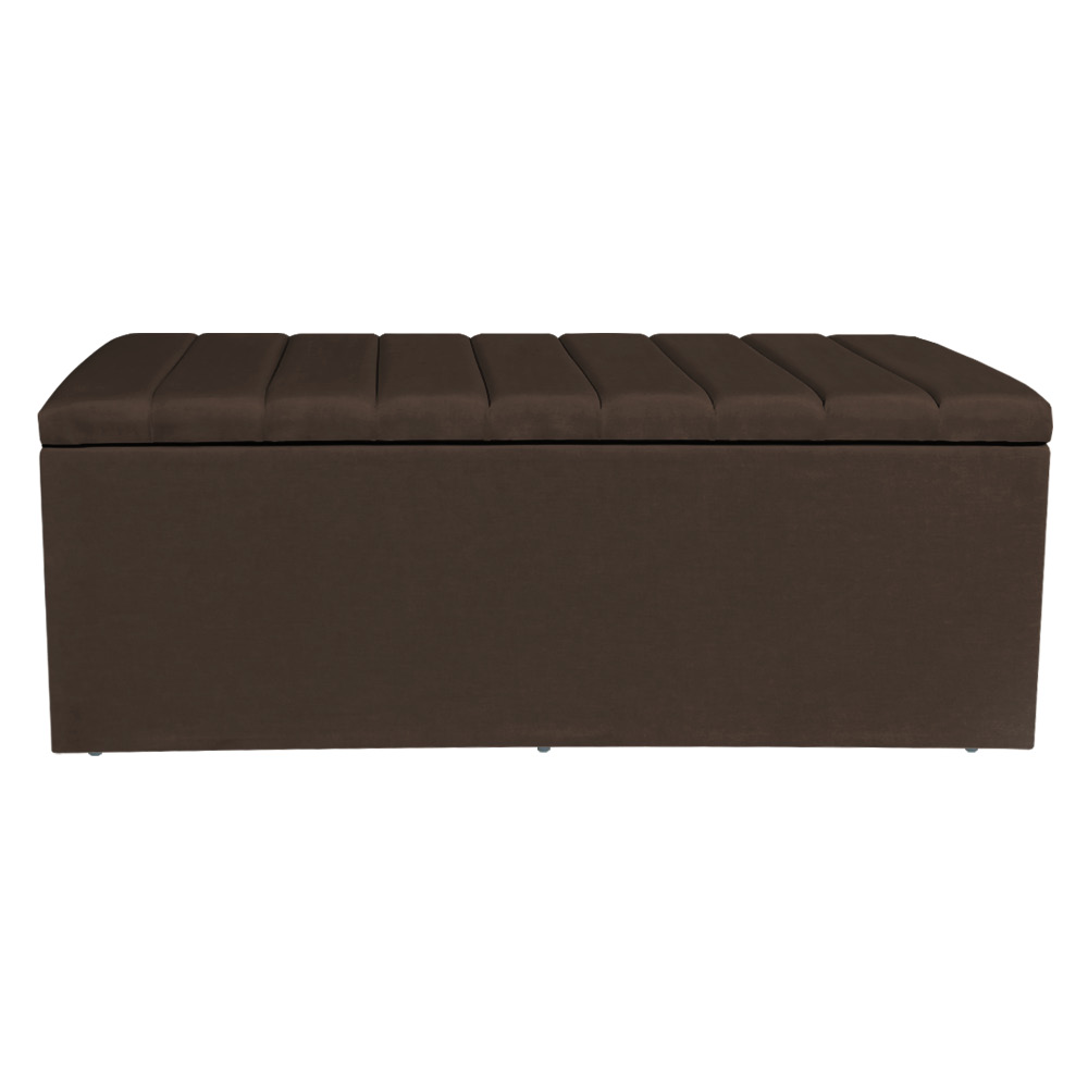 Calçadeira Baú Casal Queen 1,60m Londres Suede Marrom Dal Poz Estofados