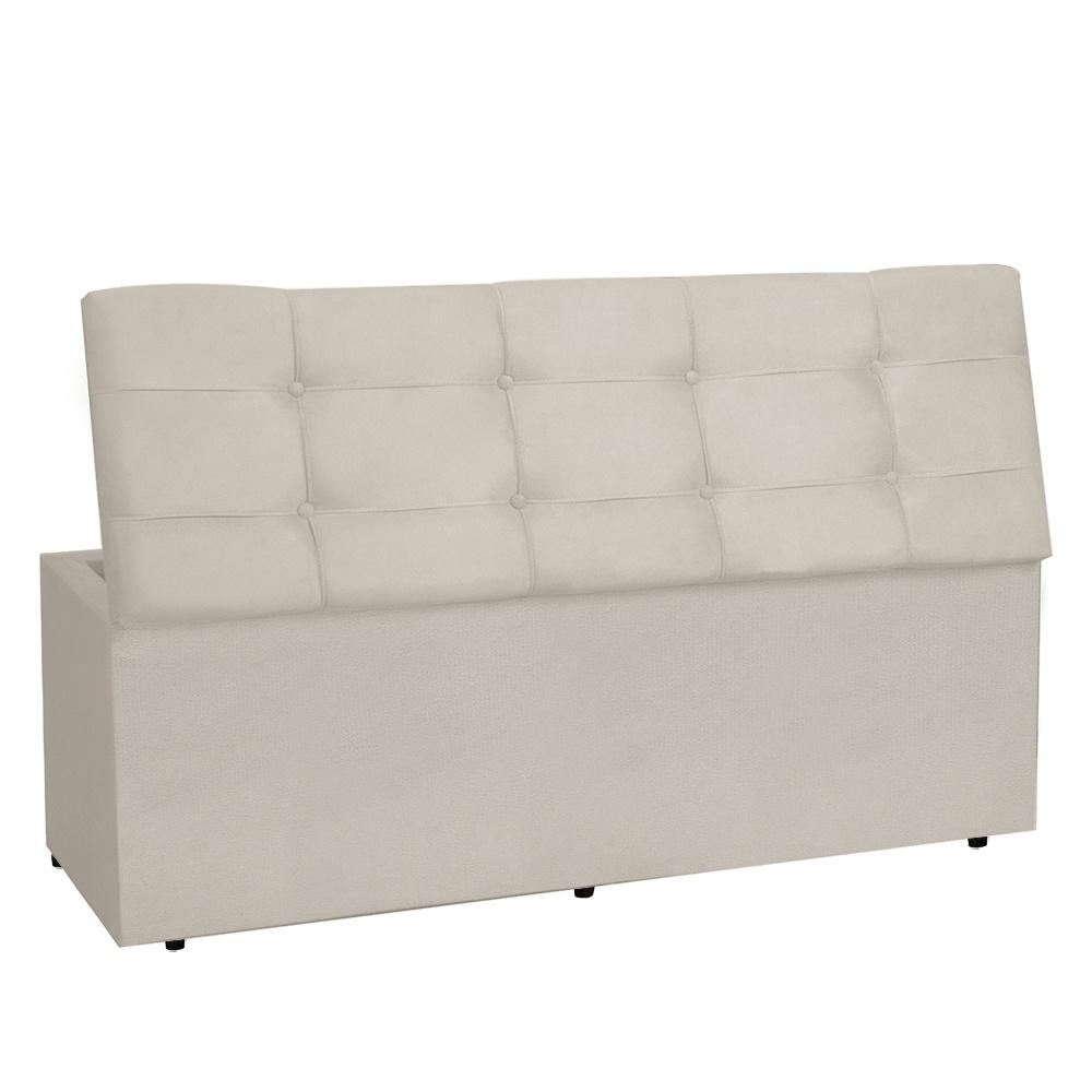 Calçadeira Baú Casal Queen 1,60m Roma Suede Bege Dal Poz Estofados