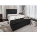 Conjunto Cabeceira Casal e Recamier Baú 1,40m Madrid Suede Preto Dal Poz Estofados
