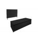 Conjunto Cabeceira Casal e Recamier Baú 1,40m Madrid Suede Preto Dal Poz Estofados