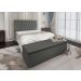 Conjunto Cabeceira Casal e Recamier Baú 1,60m Madrid Suede Cinza Dal Poz Estofados