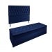 Conjunto Cabeceira Casal e Recamier Baú 1,95m Madrid Suede Azul Marinho Dal Poz Estofados