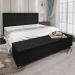 Conjunto Cabeceira Casal e Recamier Baú 1,95m Madrid Suede Preto Dal Poz Estofados