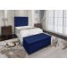 Conjunto Cabeceira Solteiro e Recamier Baú 0,90m Madrid Suede Azul Marinho Dal Poz Estofados
