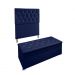 Conjunto Cabeceira Solteiro e Recamier Baú 0,90m Madrid Suede Azul Marinho Dal Poz Estofados