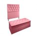 Conjunto Cabeceira Solteiro e Recamier Baú 0,90m Madrid Suede Rosa Dal Poz Estofados