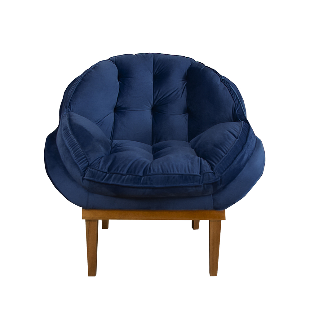 Kit 2 Poltronas Decorativa Marcela Veludo Azul Marinho Dal Poz Estofados