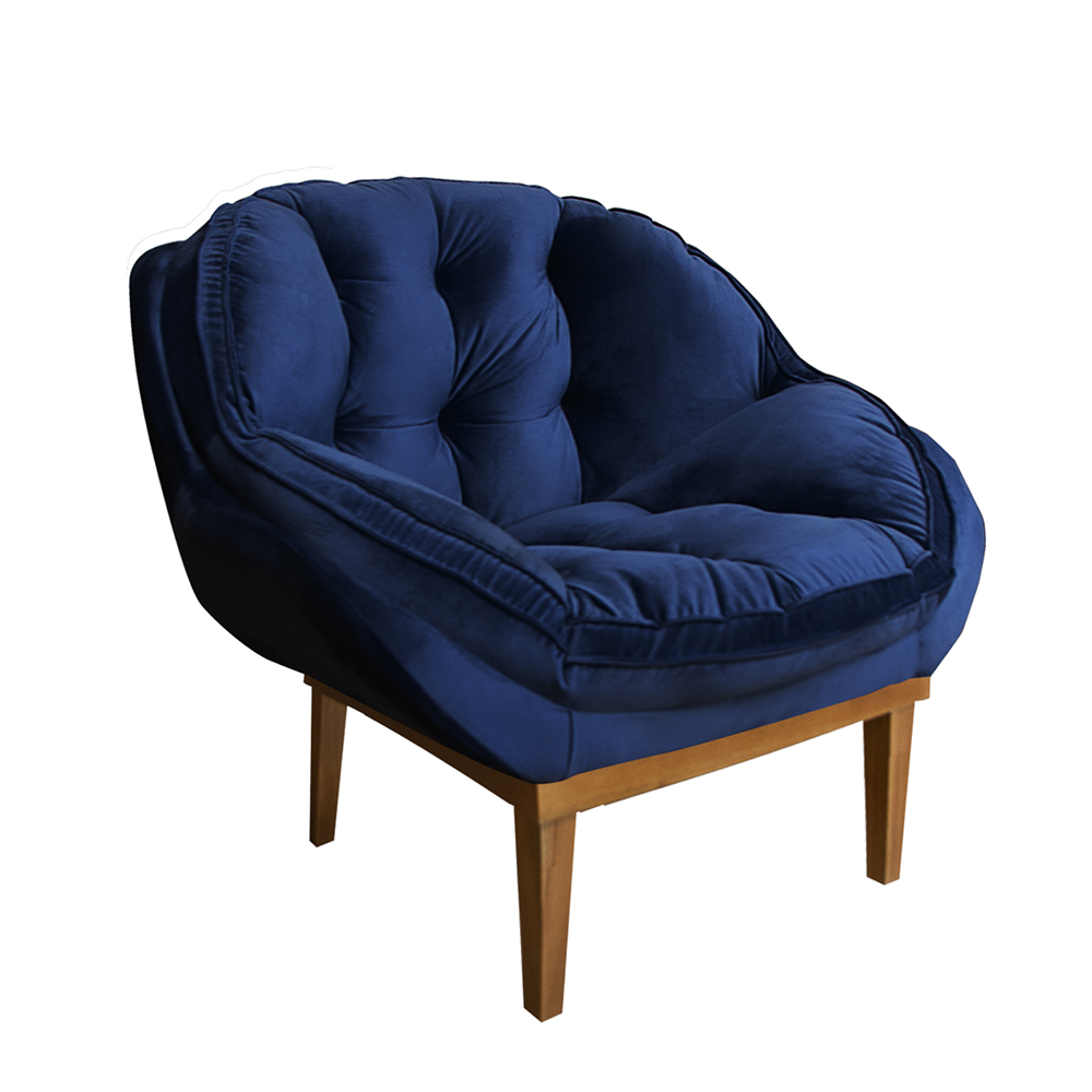 Kit 2 Poltronas Decorativa Marcela Veludo Azul Marinho Dal Poz Estofados