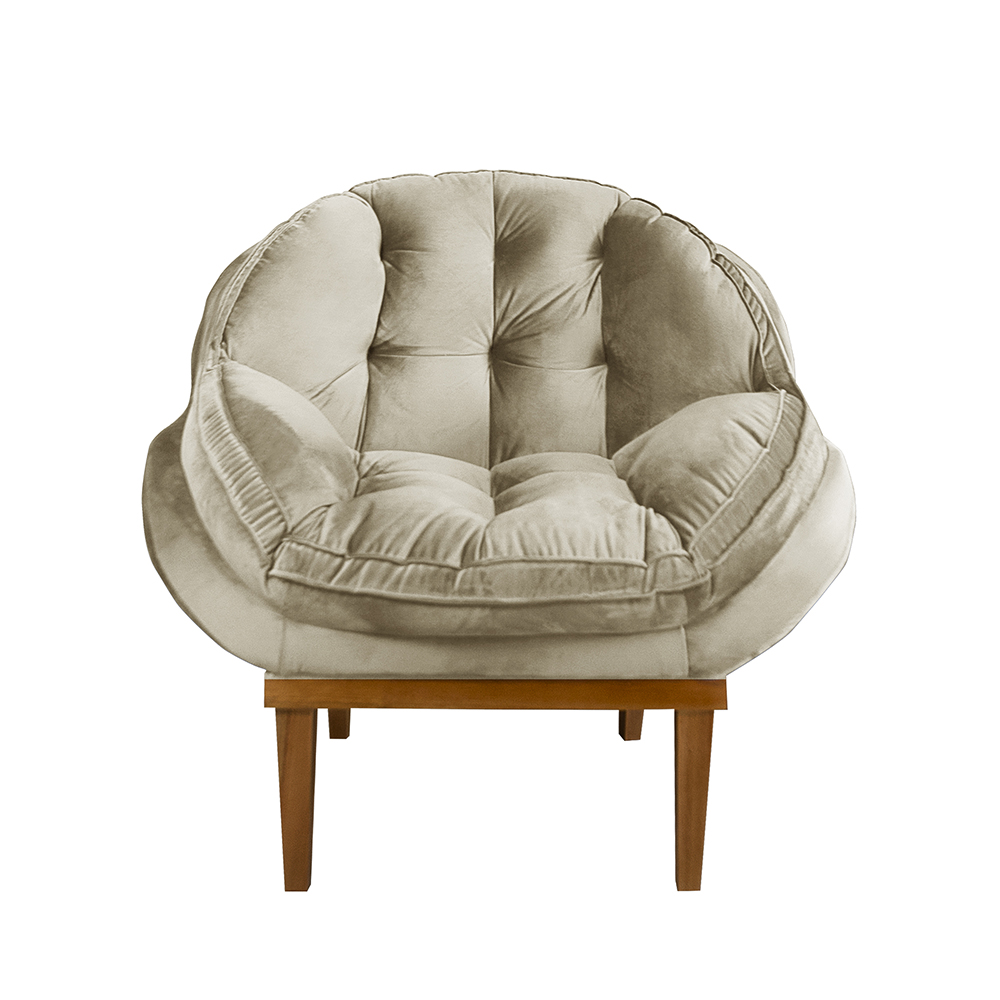Kit 2 Poltronas Decorativa Marcela Veludo Bege Dal Poz Estofados