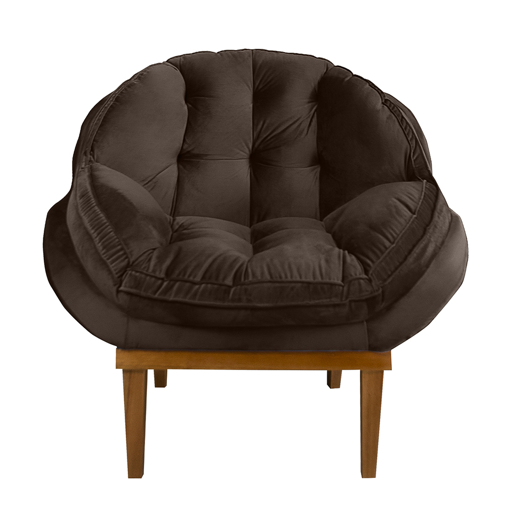 Kit 2 Poltronas Decorativa Marcela Veludo Marrom Dal Poz Estofados