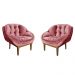 Kit 2 Poltronas Decorativa Marcela Veludo Rosa Dal Poz Estofados