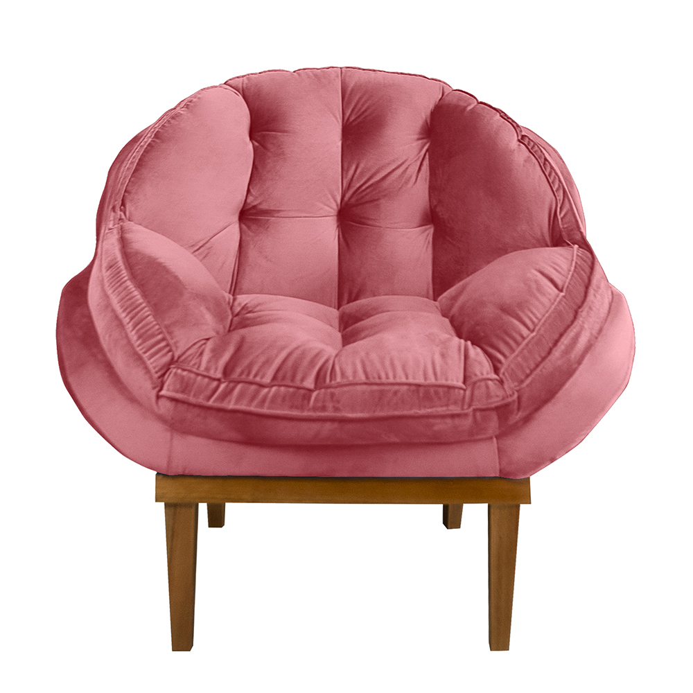 Kit 2 Poltronas Decorativa Marcela Veludo Rosa Dal Poz Estofados