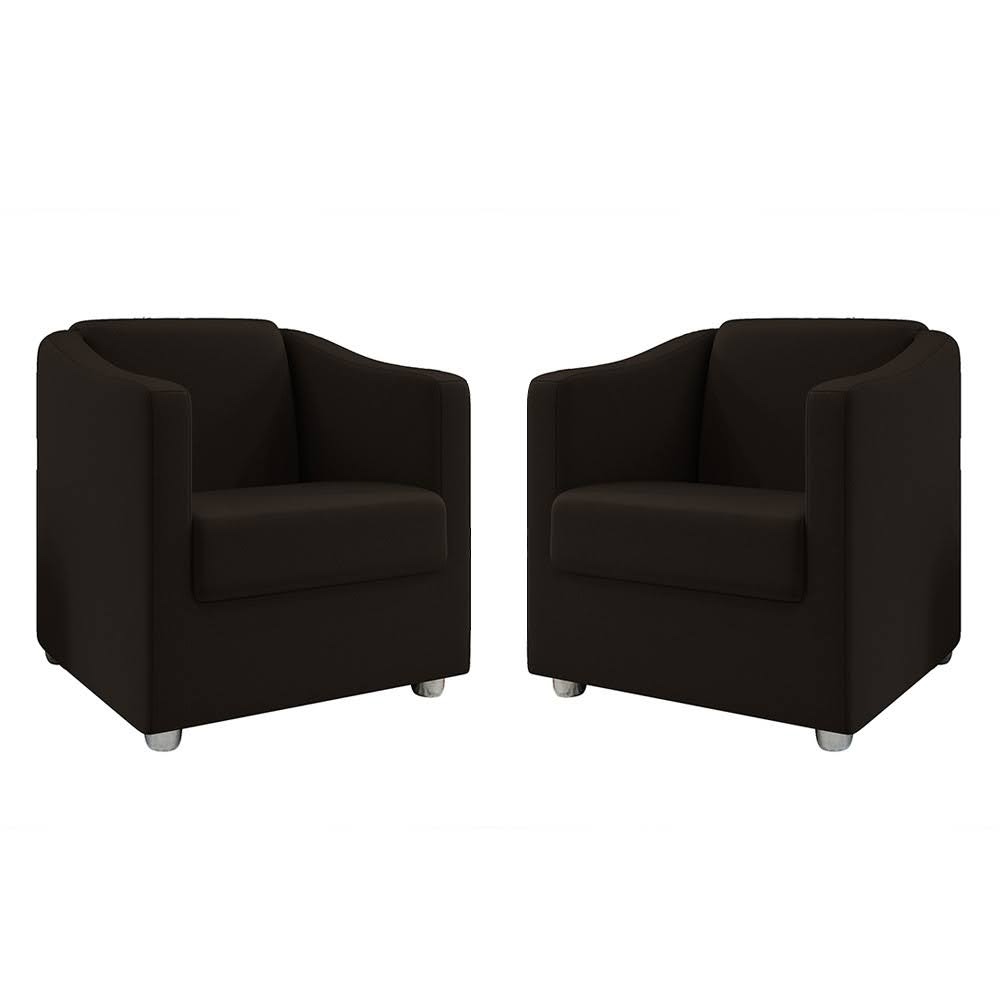 Kit 2 Poltronas Decorativa Mariana  Suede Marrom Dal Poz Estofados