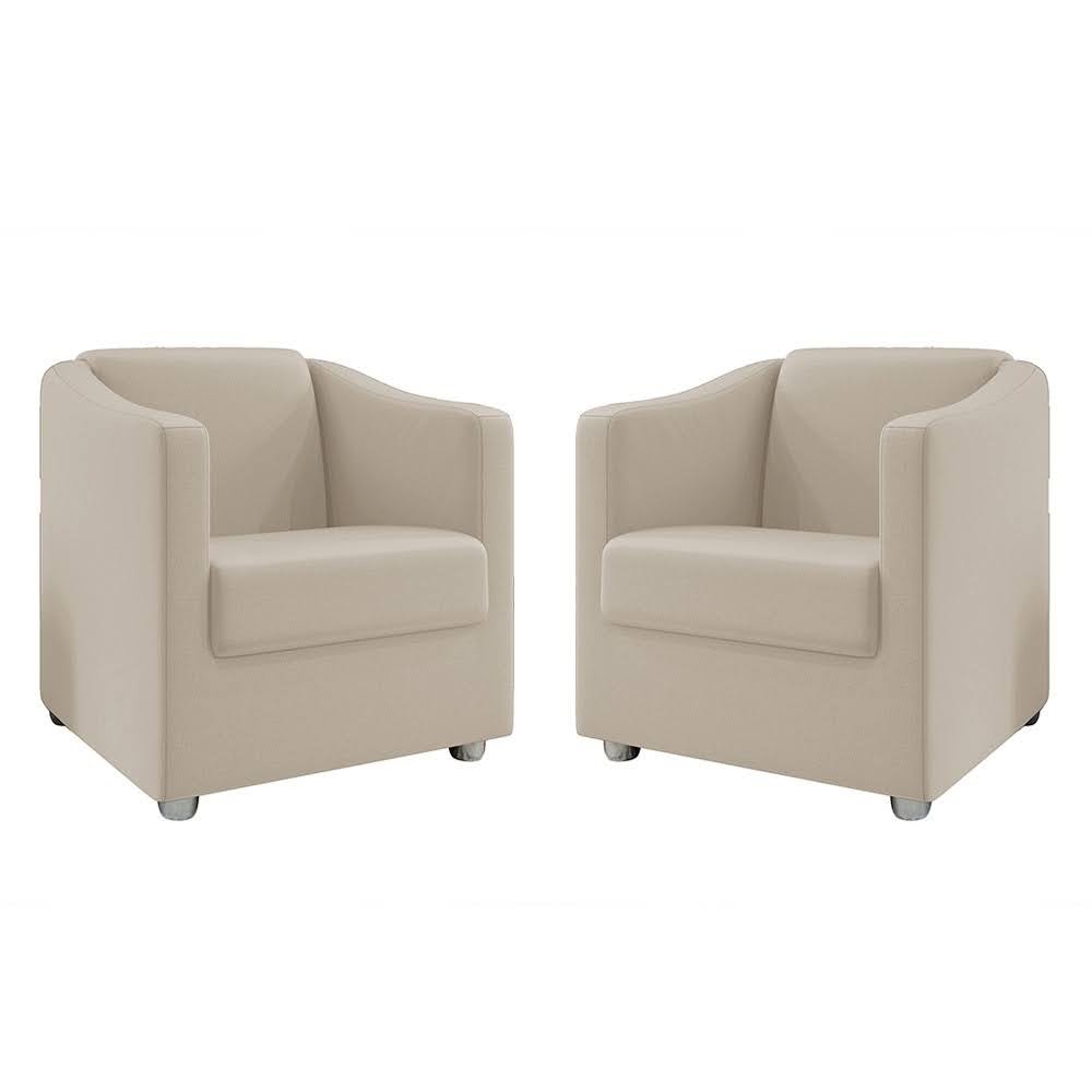 Kit 2 Poltronas Decorativa Mariana Suede Bege Dal Poz Estofados