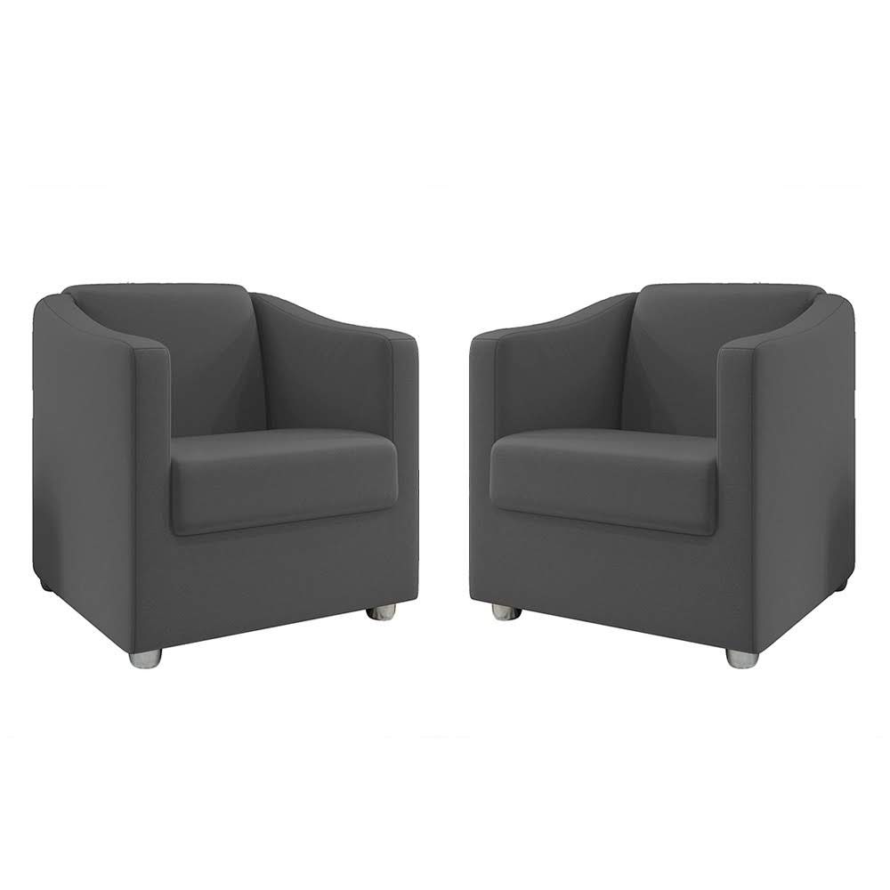 Kit 2 Poltronas Decorativa Mariana Suede Cinza Dal Poz Estofados
