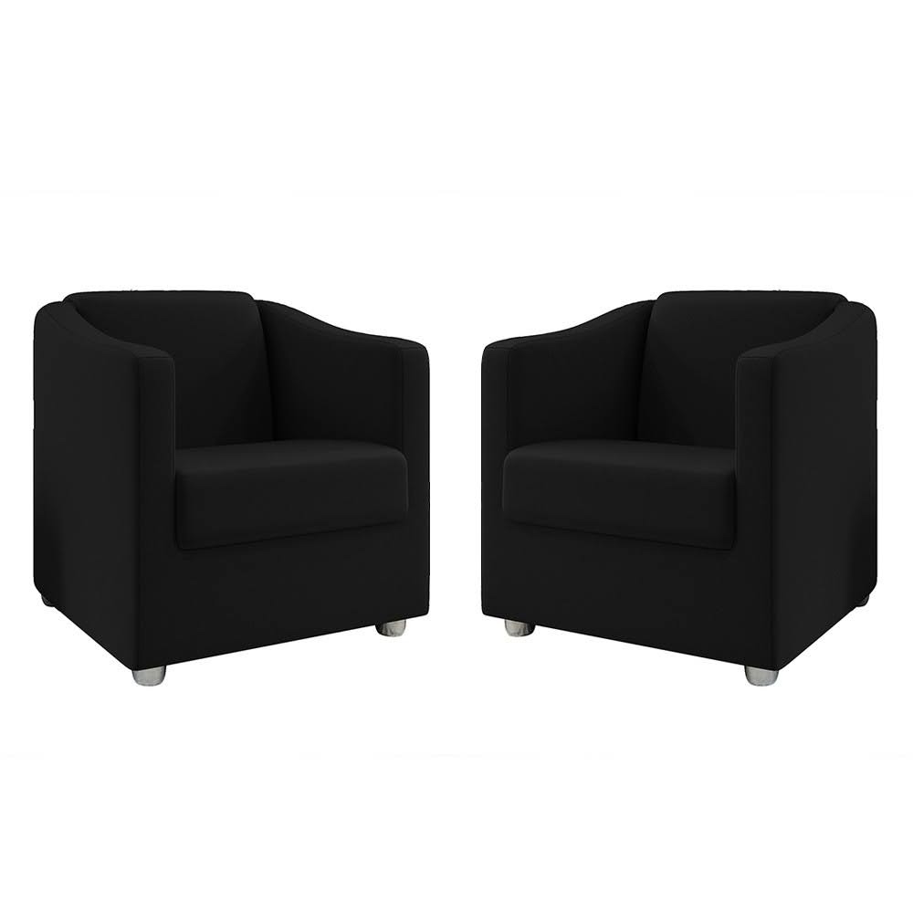 Kit 2 Poltronas Decorativa Mariana Suede Preto Dal Poz Estofados