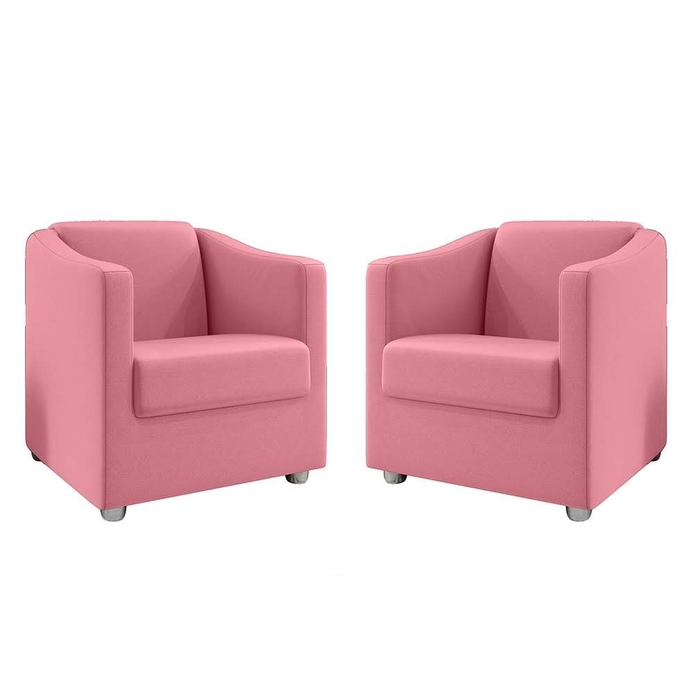 Kit 2 Poltronas Decorativa Mariana Suede Rosa Dal Poz Estofados