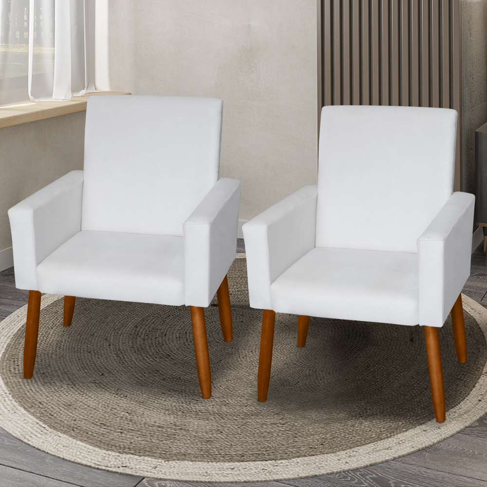 Kit 2 Poltronas Decorativas Mel Material Sintético Branco Dal Poz Estofados
