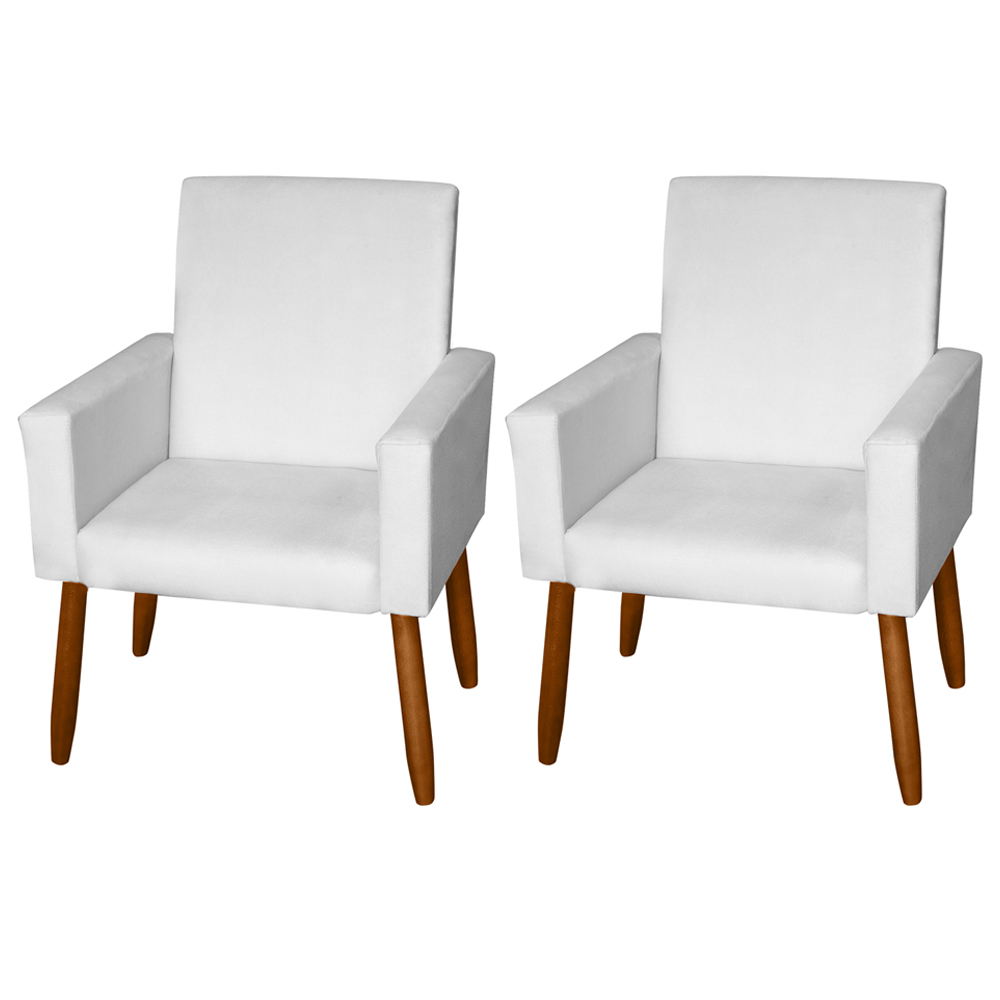 Kit 2 Poltronas Decorativas Mel Material Sintético Branco Dal Poz Estofados