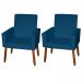 Kit 2 Poltronas Decorativas Mel Suede Azul Marinho Dal Poz Estofados