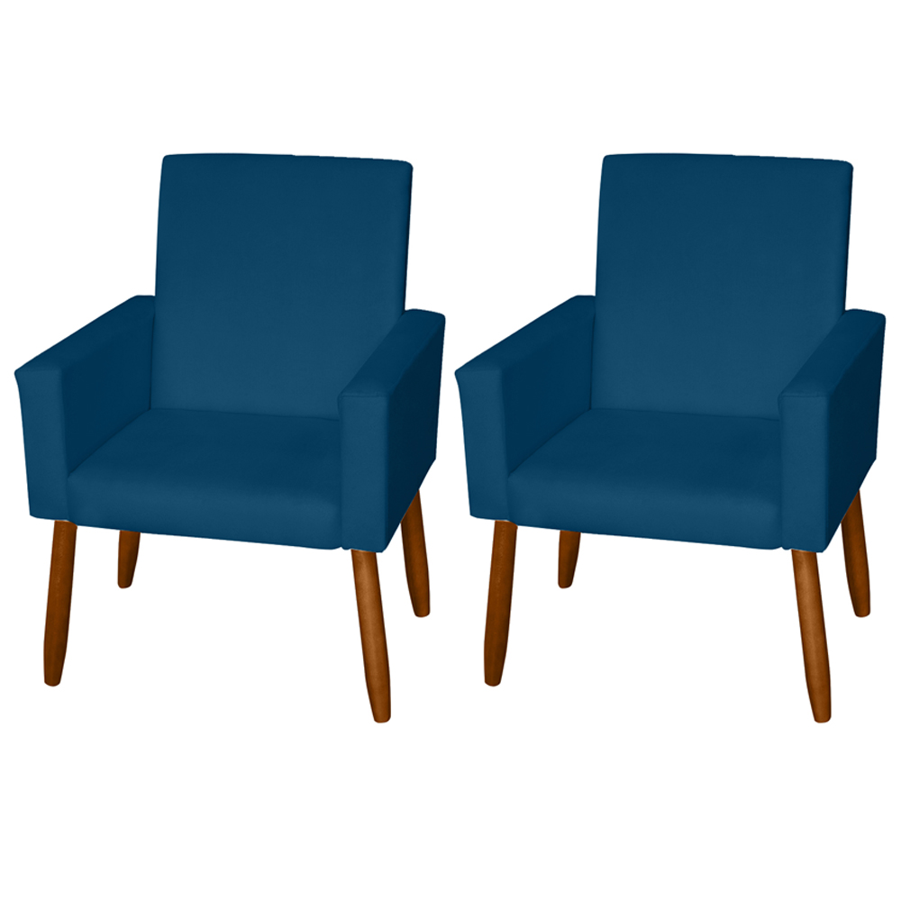 Kit 2 Poltronas Decorativas Mel Suede Azul Marinho Dal Poz Estofados