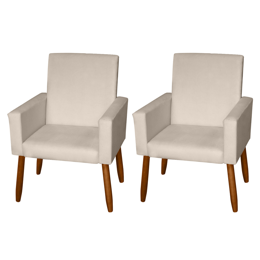 Kit 2 Poltronas Decorativas Mel Suede Bege Dal Poz Estofados