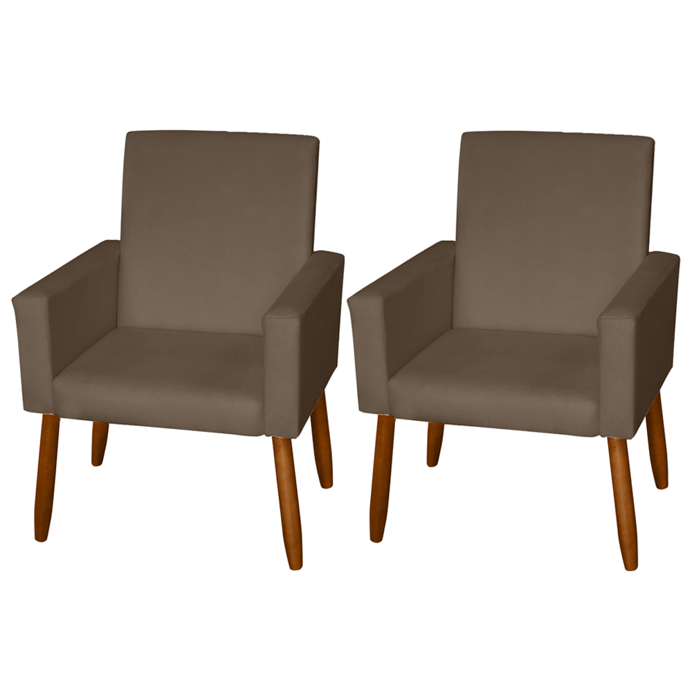 Kit 2 Poltronas Decorativas Mel Suede Marrom Dal Poz Estofados