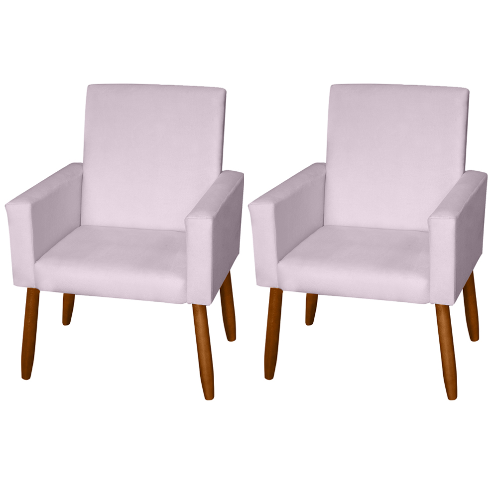 Kit 2 Poltronas Decorativas Mel Suede Rosa Claro Dal Poz Estofados