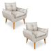Kit 2 Poltronas Opala Decorativa Luxo Linho Bege Dal Poz Estofados