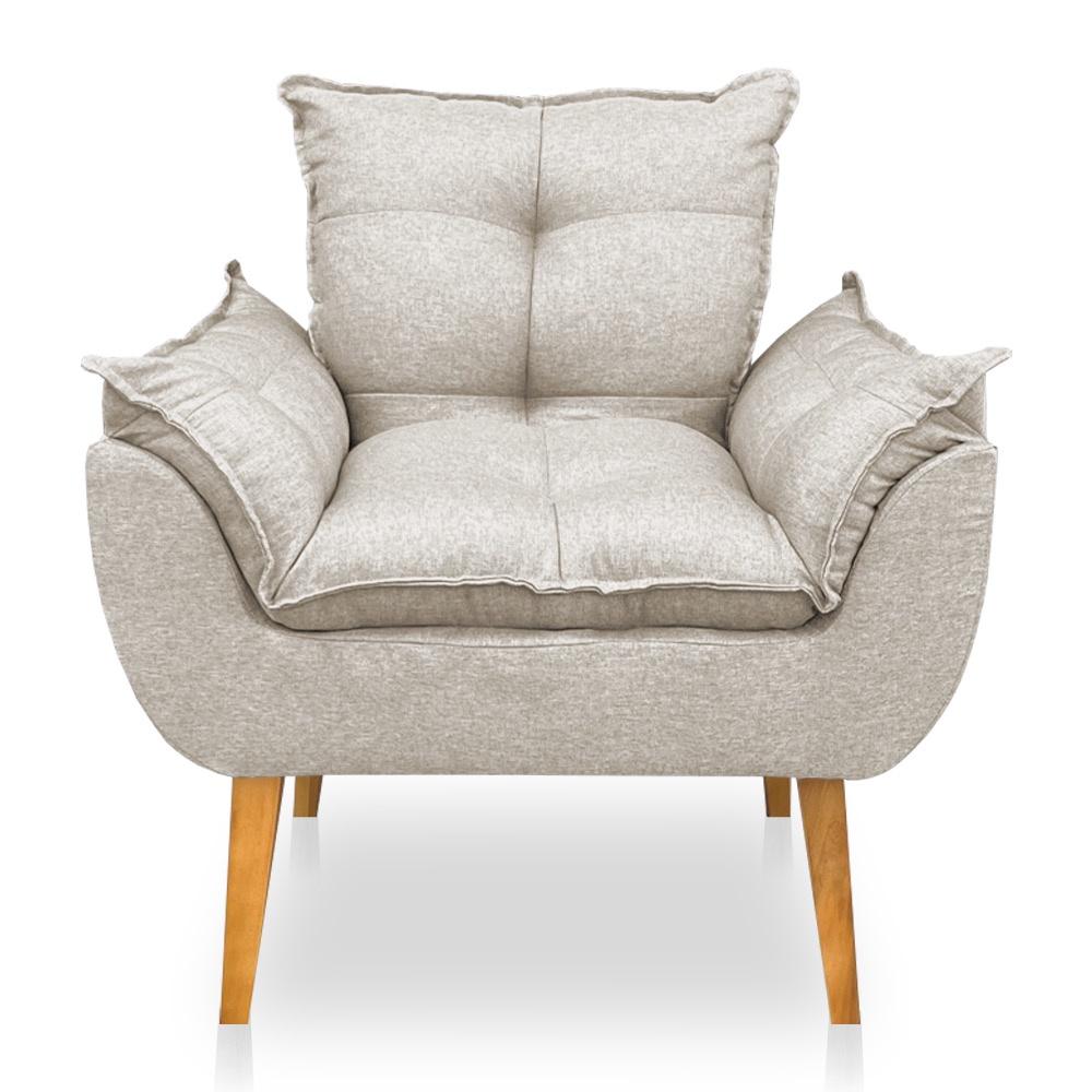 Kit 2 Poltronas Opala Decorativa Luxo Linho Bege Dal Poz Estofados