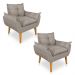 Kit 2 Poltronas Opala Decorativa Luxo Linho Capuccino Dal Poz Estofados