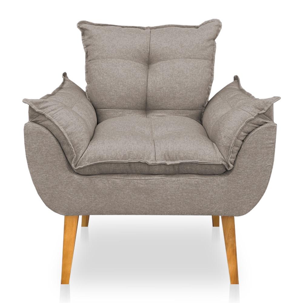 Kit 2 Poltronas Opala Decorativa Luxo Linho Capuccino Dal Poz Estofados