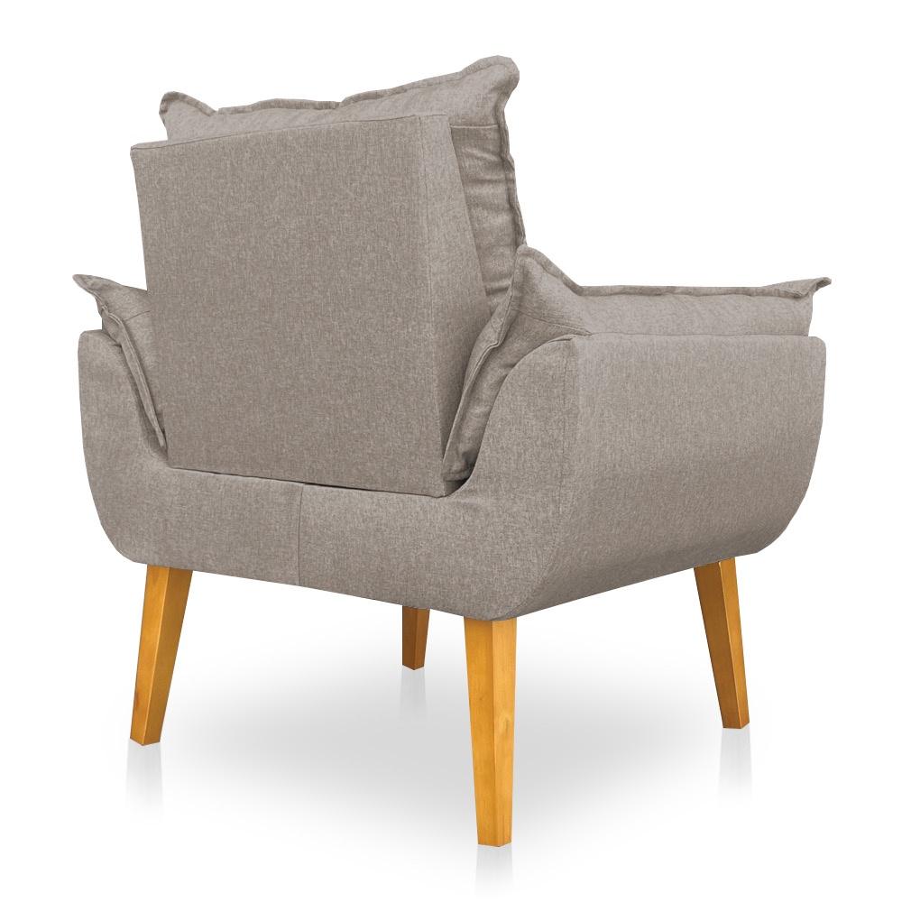 Kit 2 Poltronas Opala Decorativa Luxo Linho Capuccino Dal Poz Estofados