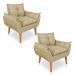 Kit 2 Poltronas Opala Decorativa Luxo Linho Dourado Dal Poz Estofados