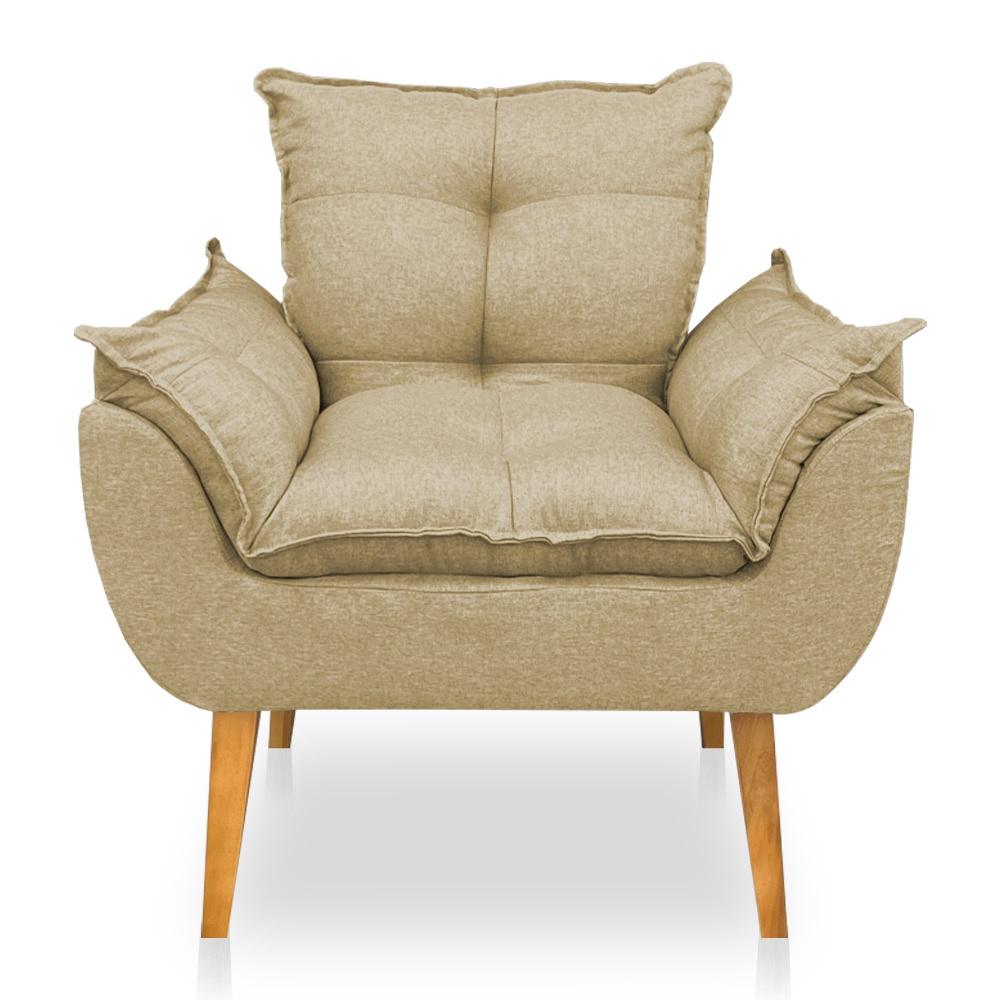 Kit 2 Poltronas Opala Decorativa Luxo Linho Dourado Dal Poz Estofados