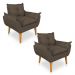 Kit 2 Poltronas Opala Decorativa Luxo Linho Marrom Dal Poz Estofados
