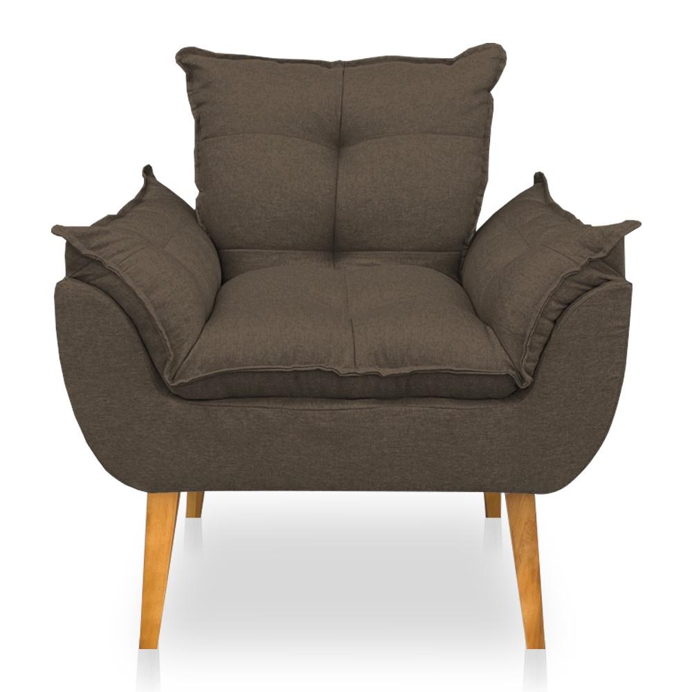 Kit 2 Poltronas Opala Decorativa Luxo Linho Marrom Dal Poz Estofados