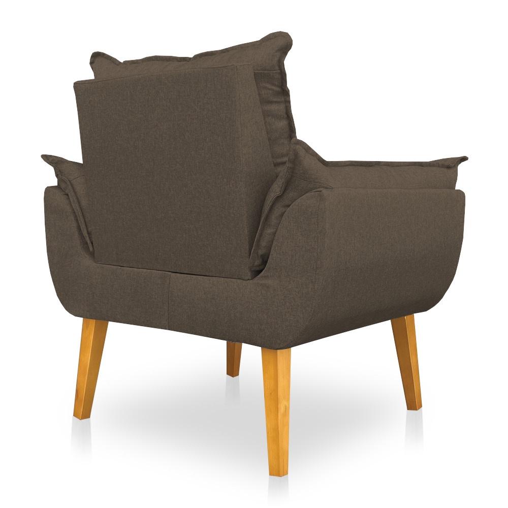 Kit 2 Poltronas Opala Decorativa Luxo Linho Marrom Dal Poz Estofados