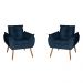 Kit 2 Poltronas Opala Decorativa Suede Azul Marinho Dal Poz Estofados