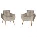 Kit 2 Poltronas Opala Decorativa Suede Bege Dal Poz Estofados
