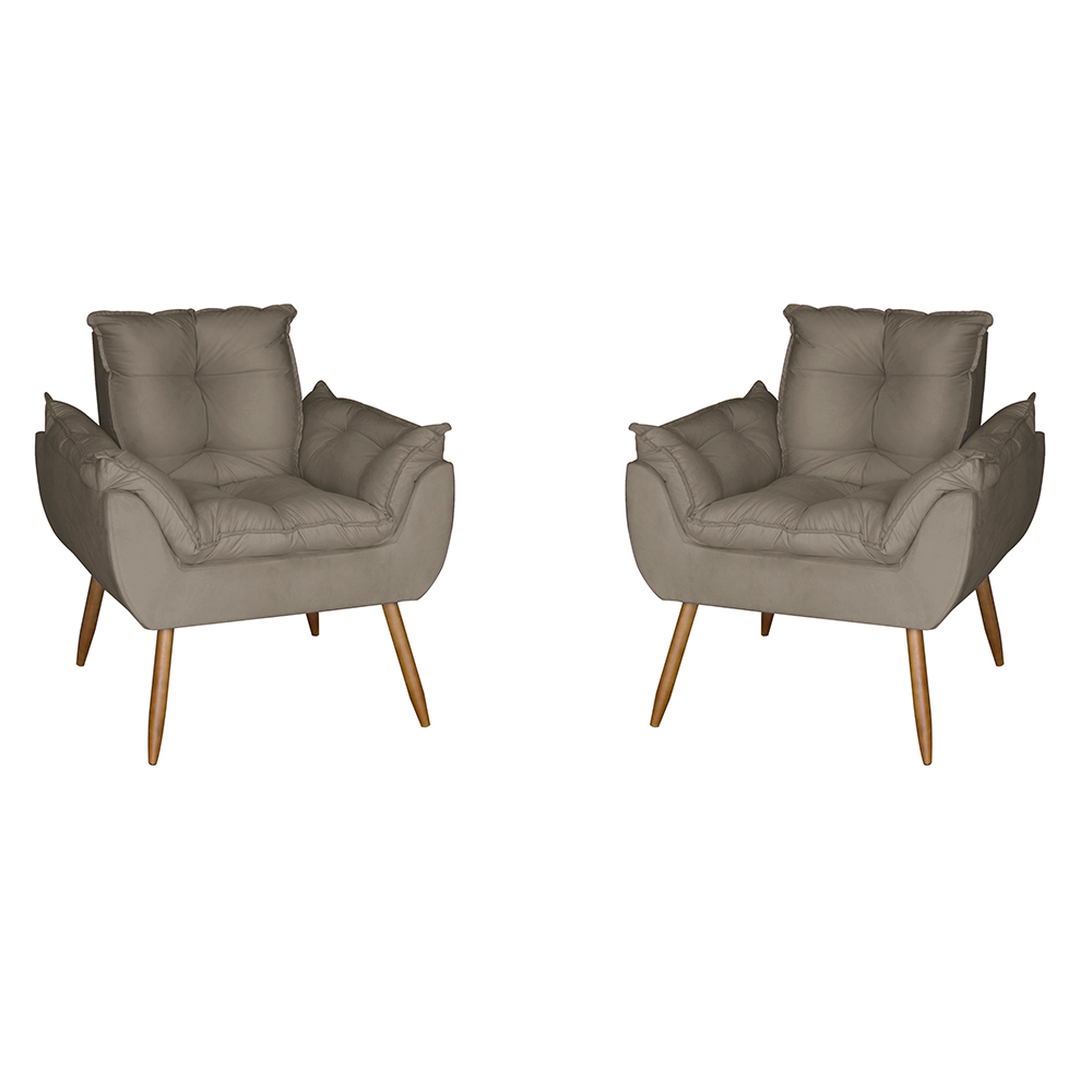 Kit 2 Poltronas Opala Decorativa Suede Capuccino Dal Poz Estofados