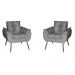 Kit 2 Poltronas Opala Decorativa Suede Cinza Dal Poz Estofados