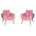 Kit 2 Poltronas Opala Decorativa Suede Rosa Dal Poz Estofados