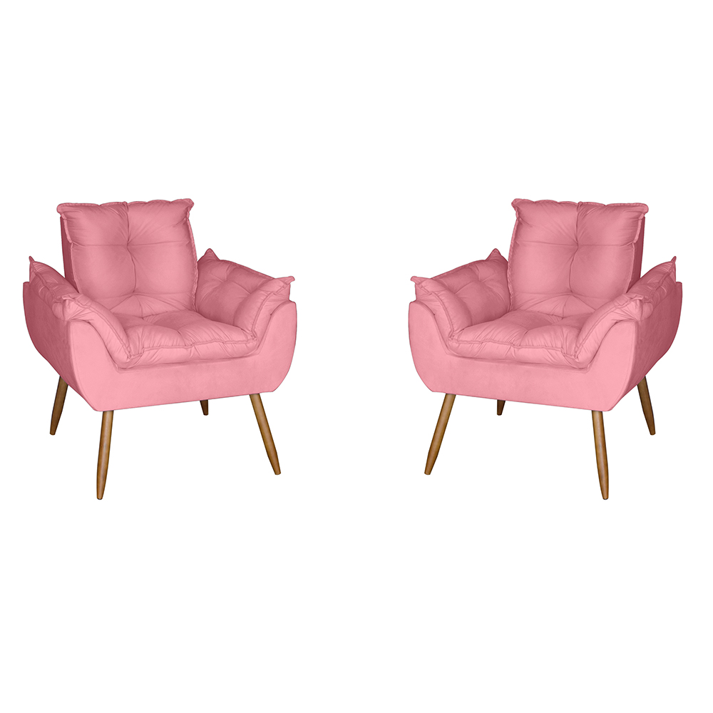 Kit 2 Poltronas Opala Decorativa Suede Rosa Dal Poz Estofados
