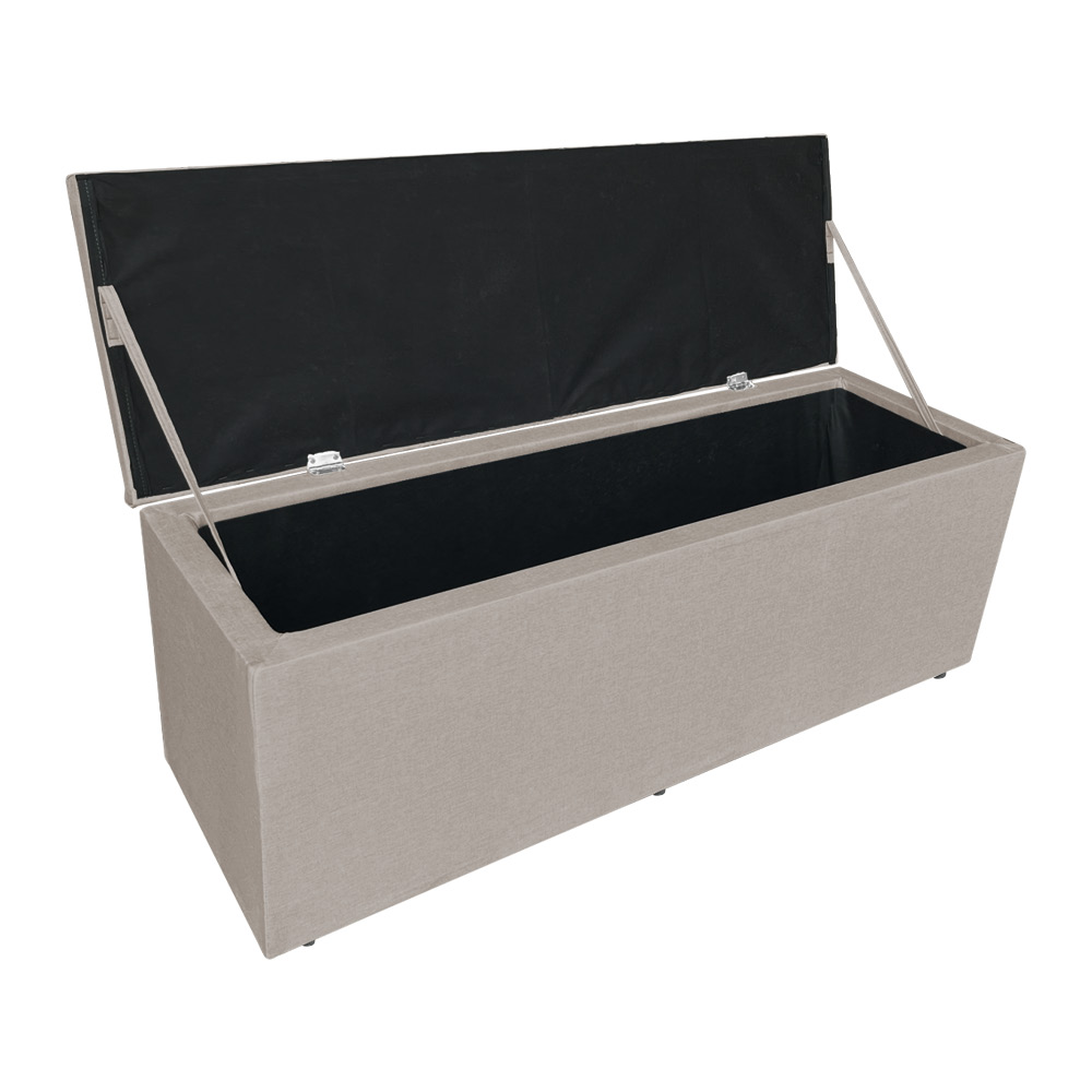 Kit Cabeceira Painel e Calçadeira Baú Casal King 1,95m Londres Linho Capuccino Dal Poz Estofados