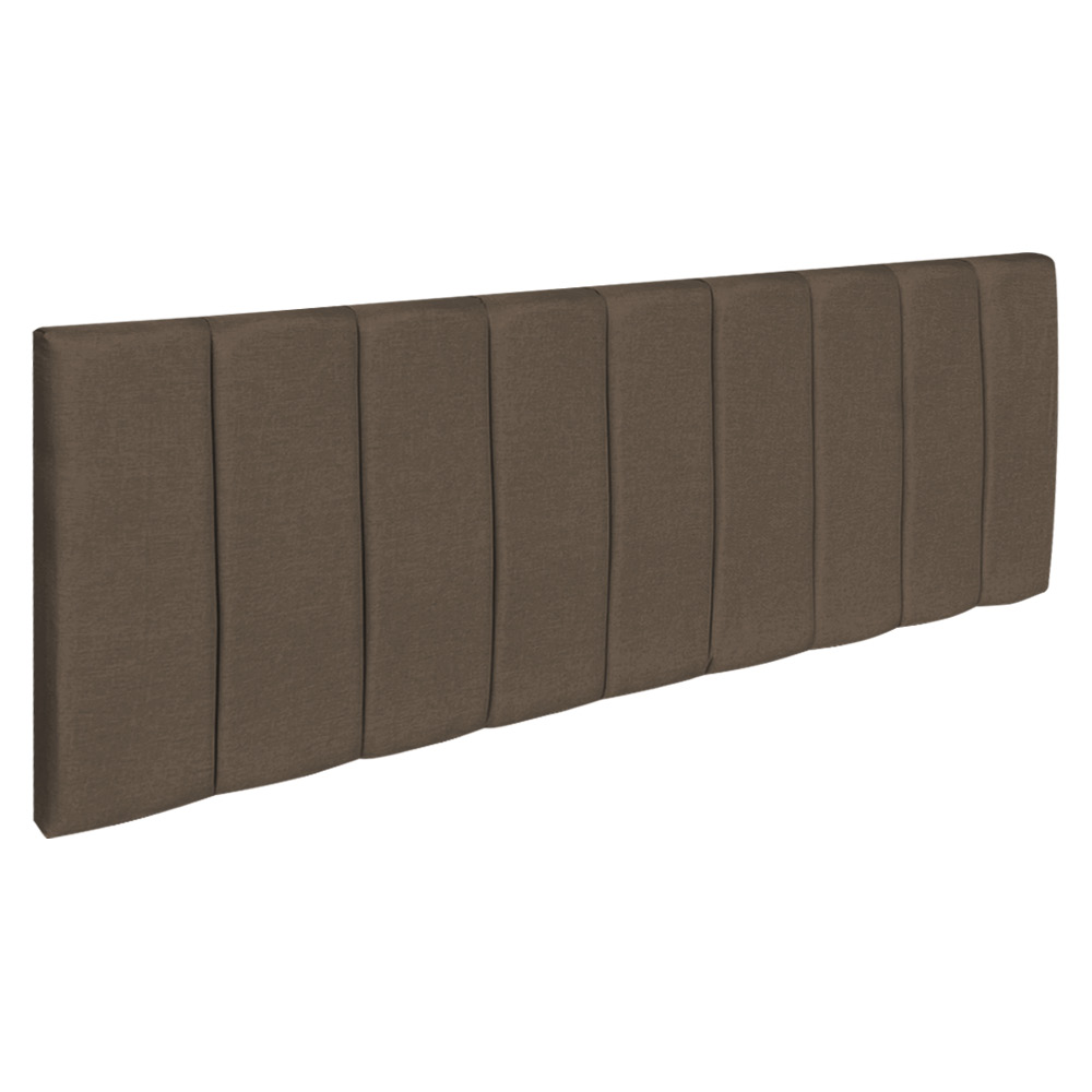 Kit Cabeceira Painel e Calçadeira Baú Casal King 1,95m Londres Linho Marrom Dal Poz Estofados