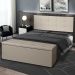 Kit Cabeceira Painel e Calçadeira Baú Casal King 1,95m Roma Material Sintético Bege Dal Poz Estofados