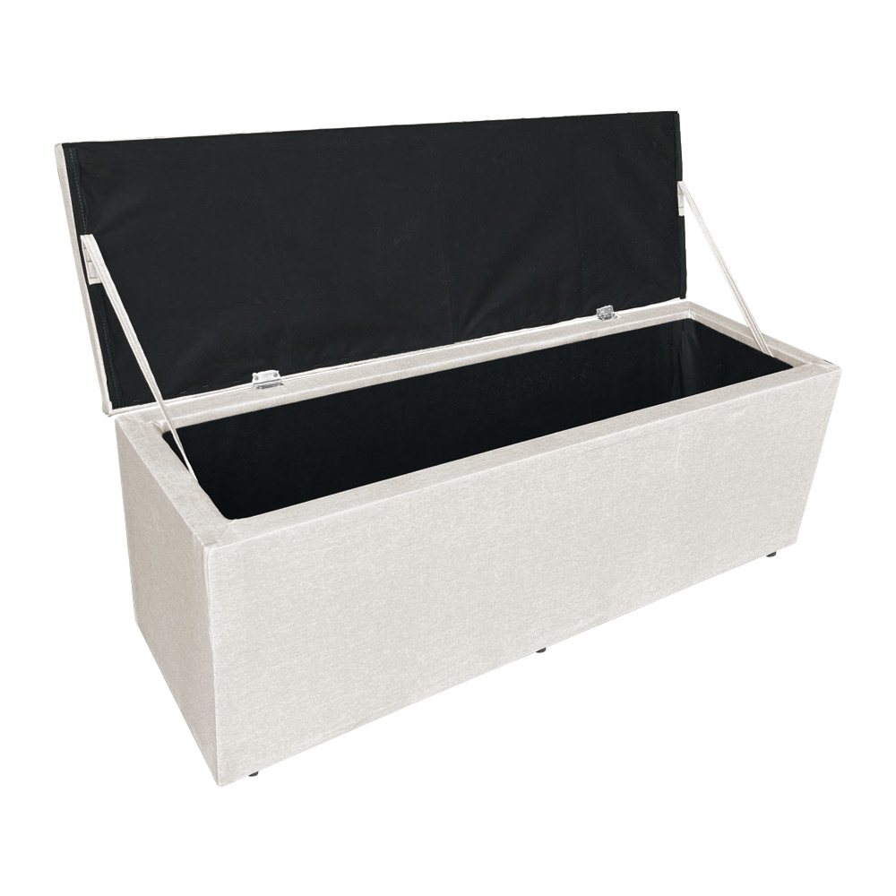 Kit Cabeceira Painel e Calçadeira Baú Casal Queen 1,60m Londres Linho Bege Dal Poz Estofados